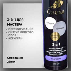 Обезжириватель / дезинфектор / жидкость для снятия липкого слоя 3-в-1 «Смородина», 250 мл — ТМ «Опция» 36910